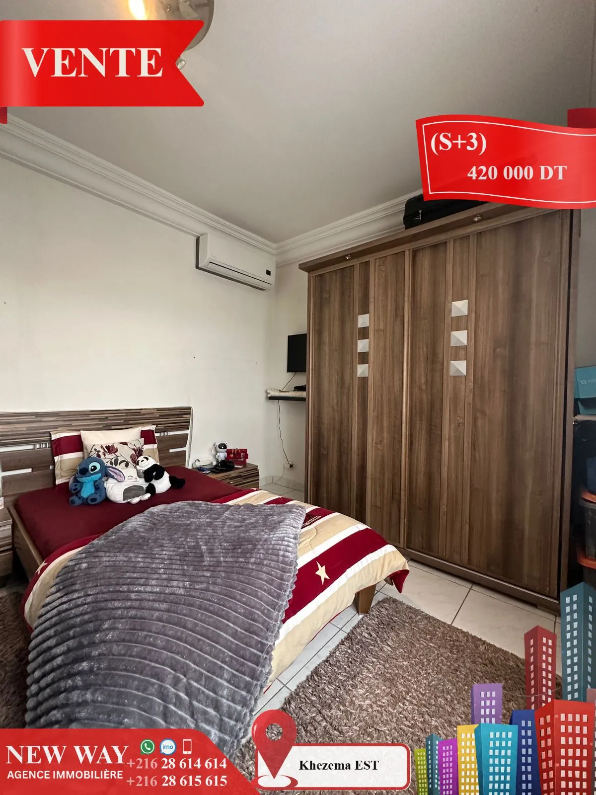 (S+3) à Khezema EST avec Place de Parking