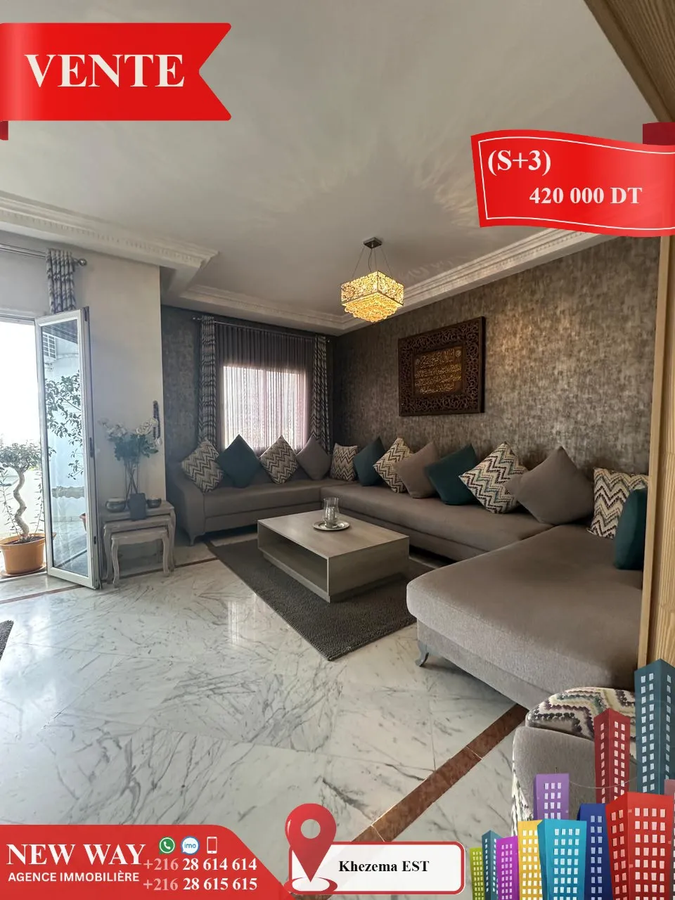 (S+3) à Khezema EST avec Place de Parking