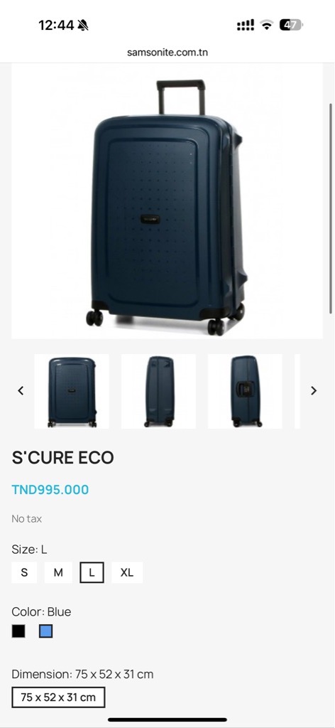 Valise Samsonite S’Cure Eco taille L