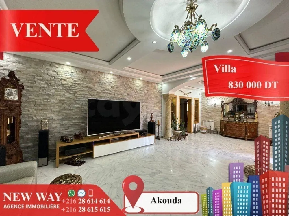 Villa de Plain Pied à Akouda dans un Quartier Résidentiel