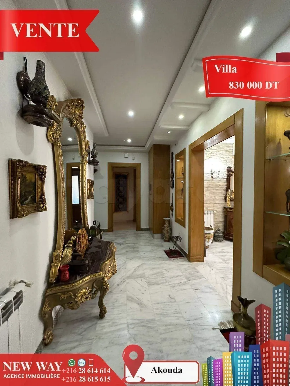 Villa de Plain Pied à Akouda dans un Quartier Résidentiel