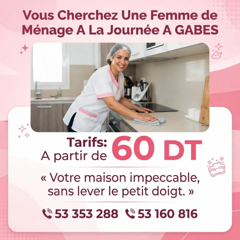 femme de menage par jour a gabes