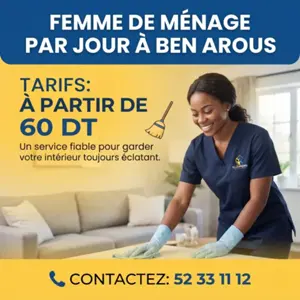 FEMME DE MENAGE PAR JOUR A BEN AROUS
