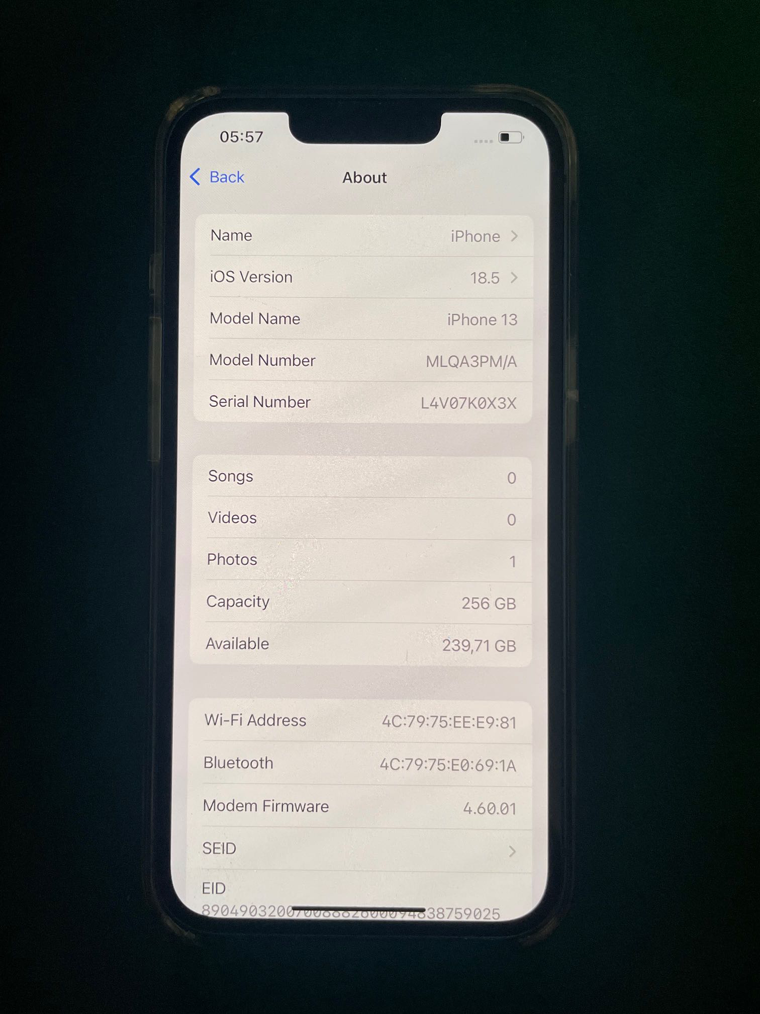 Iphone 13 bleu 256 GB