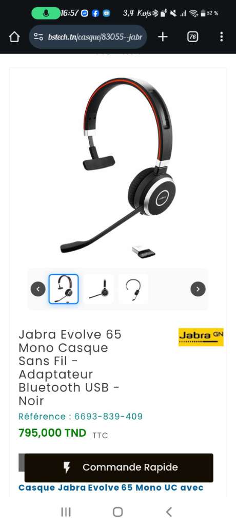 Casque jabra evolve 65 NFC importé de l'Allemagne comme neuve 
