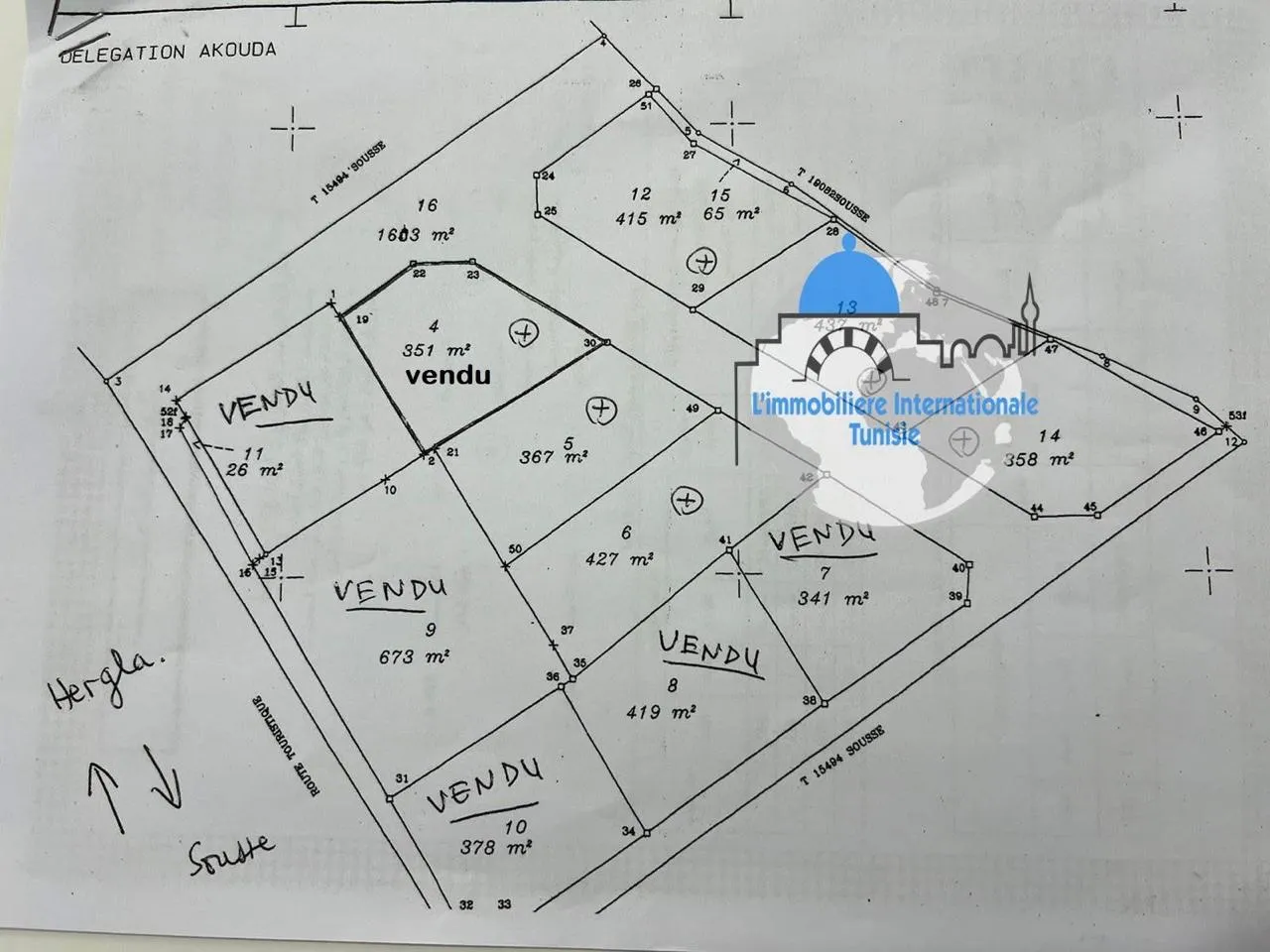 A vendre Terrain de 427m² à chatt Mariam Sousse