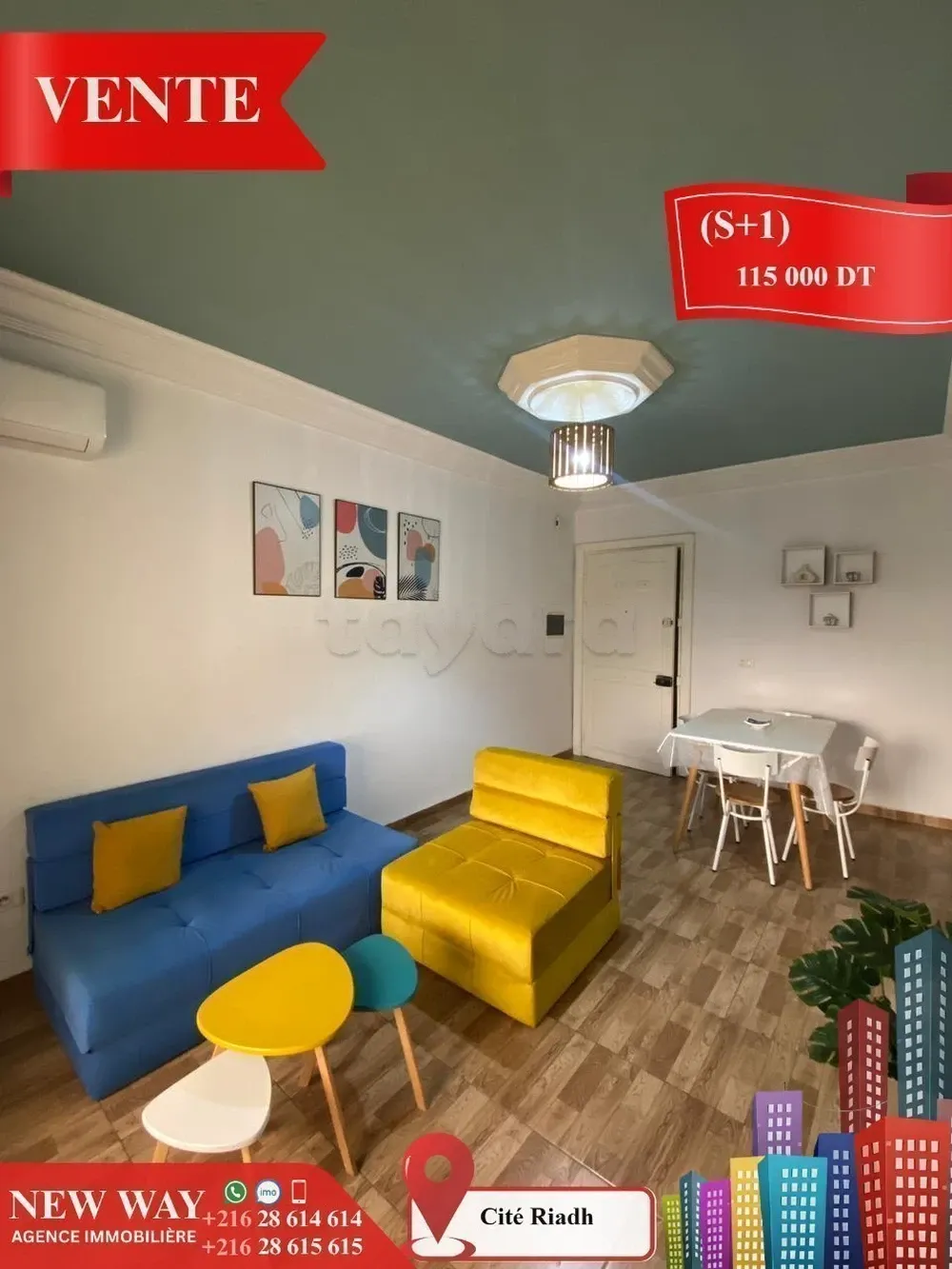 (S+1) à Cité Riadh 5 avec Meubles