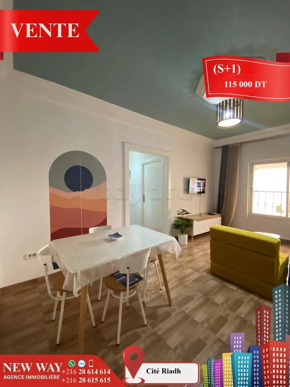 (S+1) à Cité Riadh 5 avec Meubles
