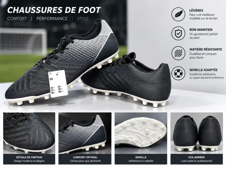 Chaussures de football AGILITY 100 AG/FG adulte noir