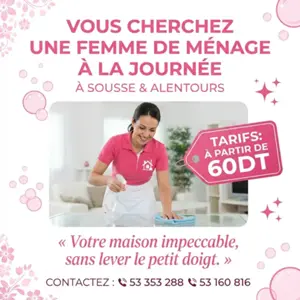 femme de menage par jour a sousse kantoui