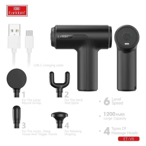 Earldom Pistolet de Massage Vibrant Mini ET-V6 – Compact, Puissant & Ultra Silencieux Tunis 