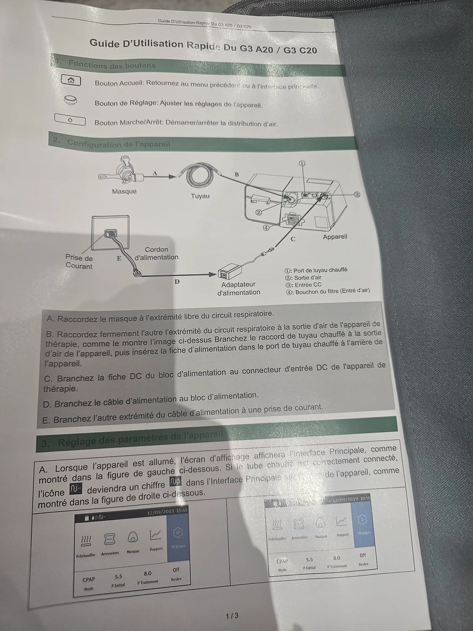 BMC G3 A20 – Auto-CPAP  Traitement de l’apnée du sommeil  