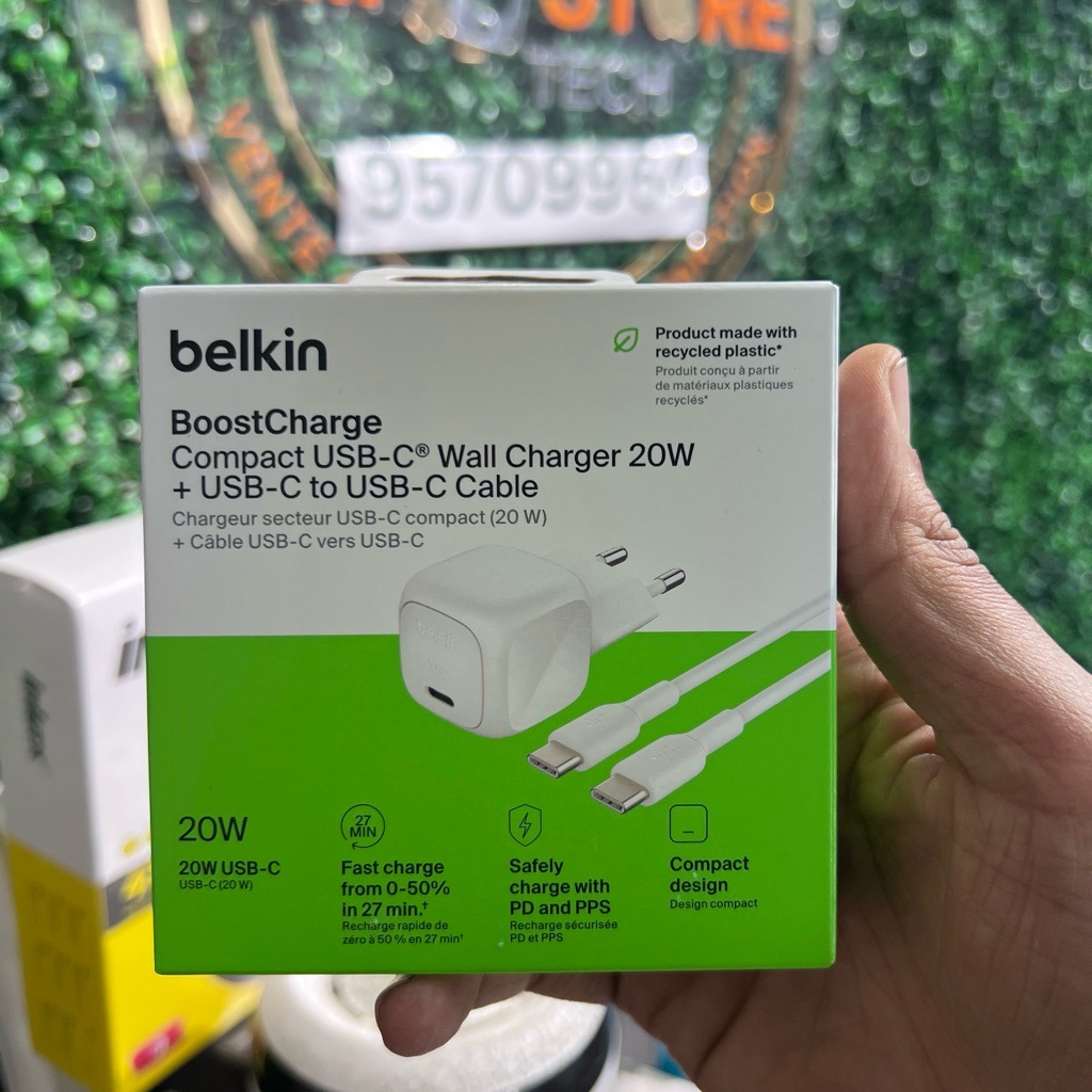 Belkin Chargeur Secteur BoostCharge 20W USB-C PD 3.1 Avec Cable Type C 1 Meter Tunis 