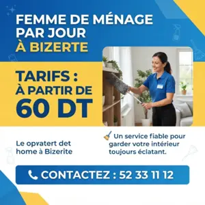 Femmes de ménage disponibles par jour dès 60 DT !