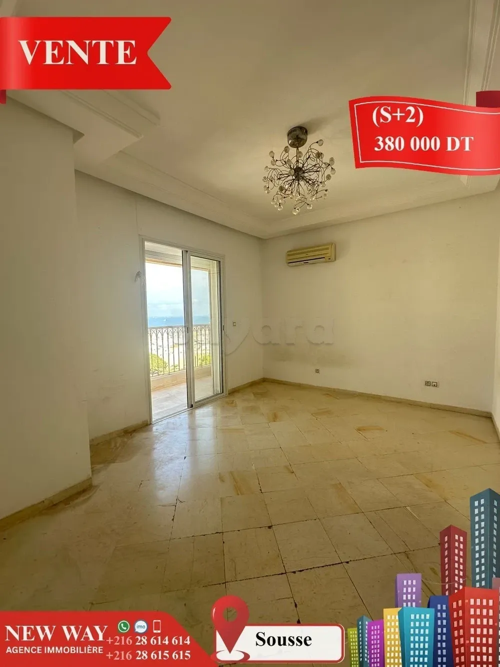 (S+2) à Sousse Vue sur Mer avec Place de Parking