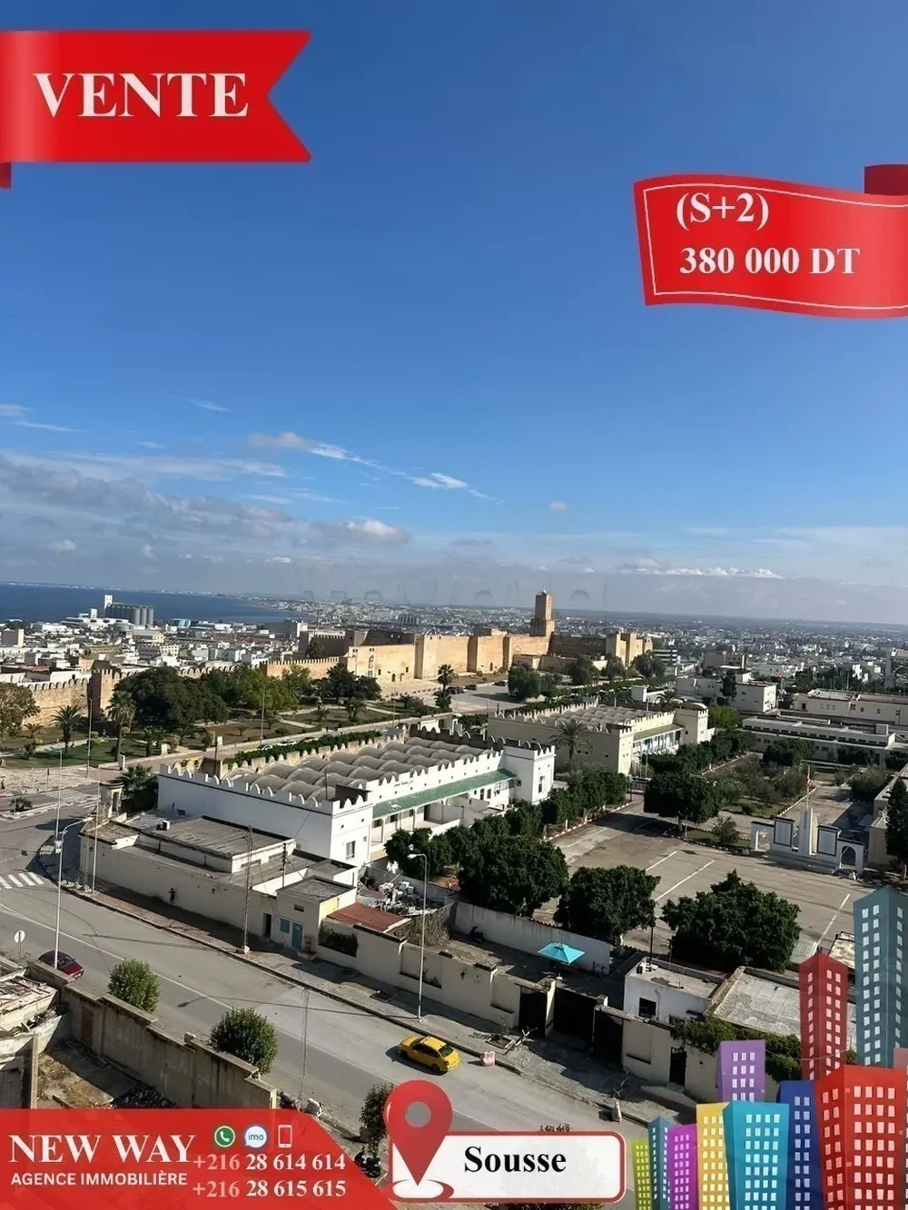 (S+2) à Sousse Vue sur Mer avec Place de Parking