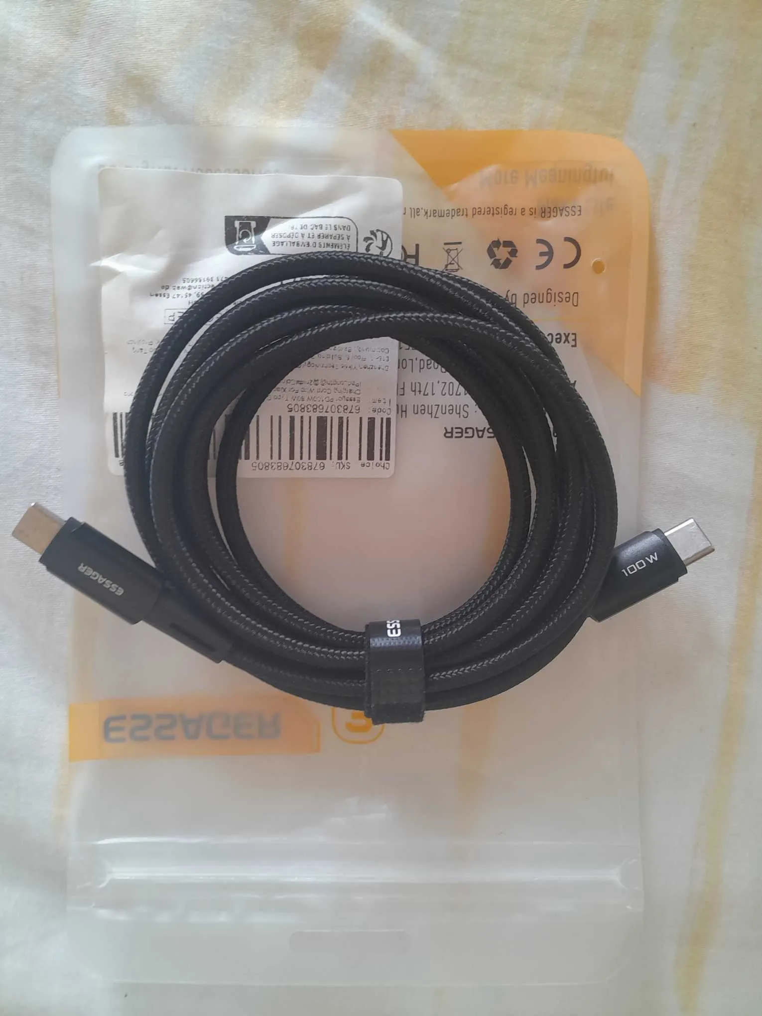 Câble de charge Type-C vers Type-C 100W 2Metres 90° Gameur