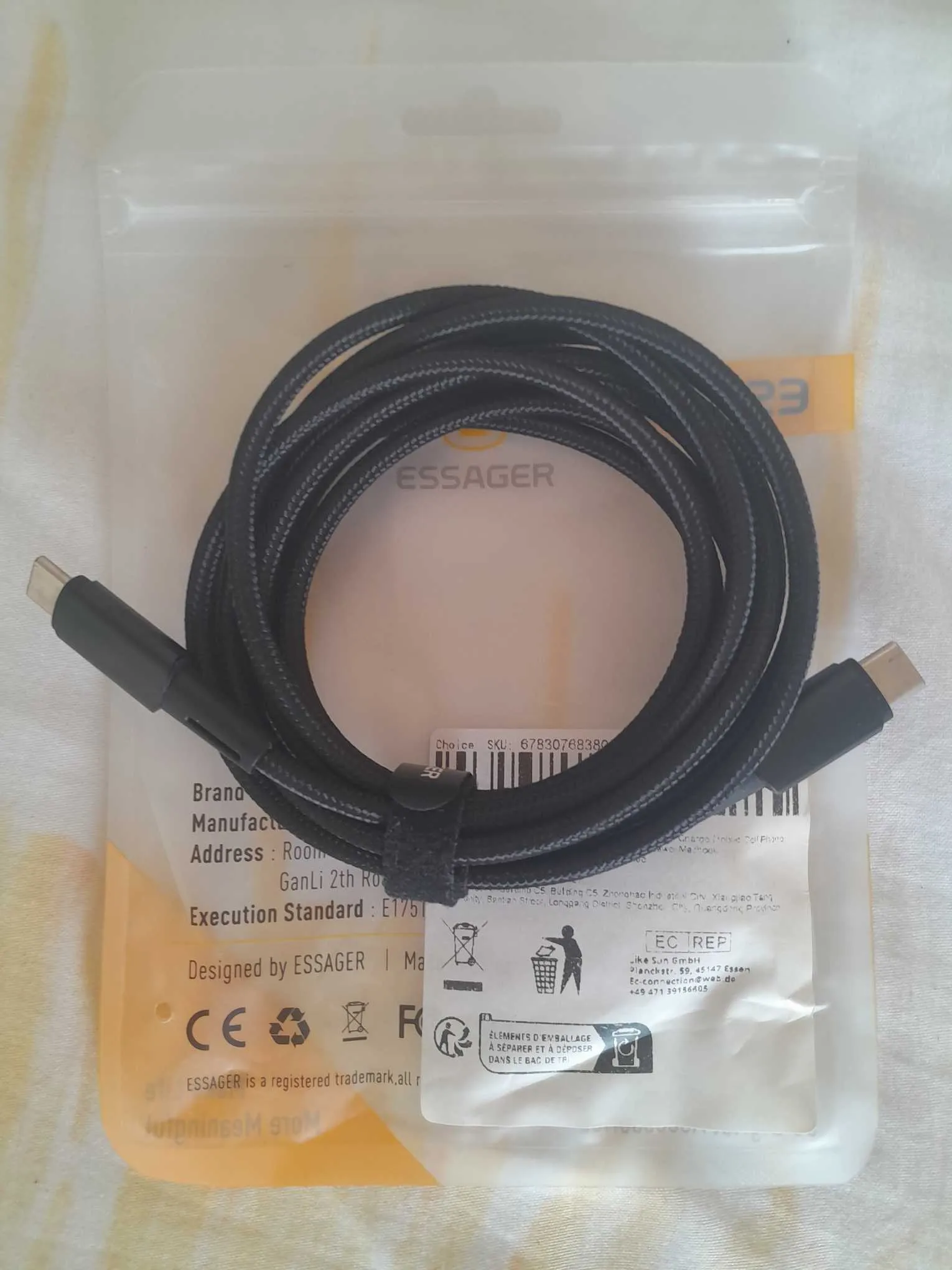 Câble de charge Type-C vers Type-C 100W 2Metres 90° Gameur