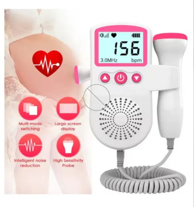 Doppler fœtal LCD 3.0MHz, détecteur de fréquence cardiaque prénatal pour bébé, Sonar domestique