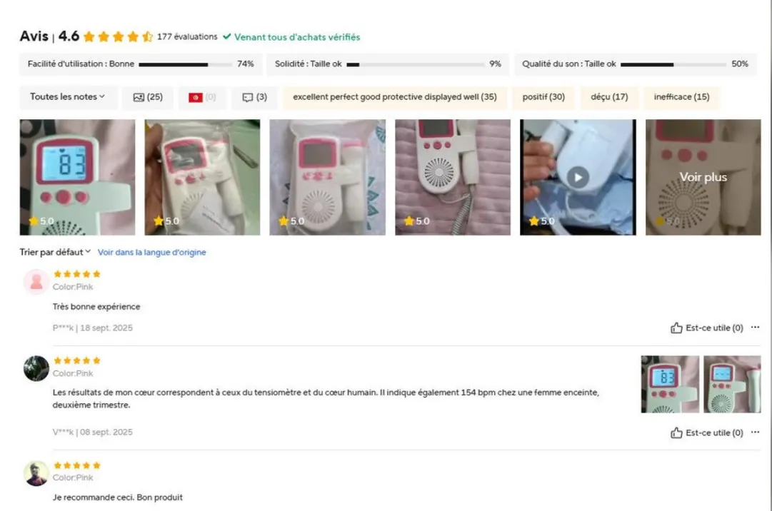 Doppler fœtal LCD 3.0MHz, détecteur de fréquence cardiaque prénatal pour bébé, Sonar domestique