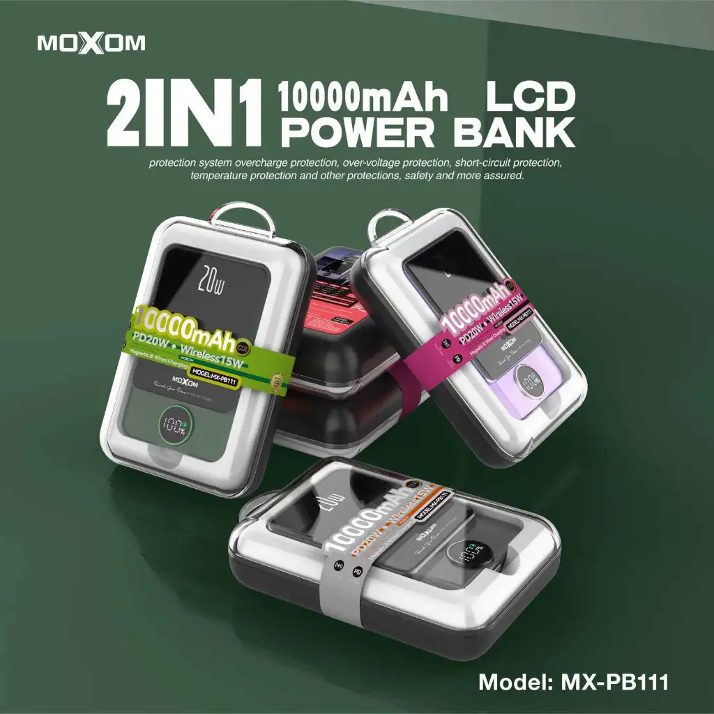 Power bank de 10,000mAh Sans fil magnétique 15W + Type-C PD 20W + USB-A