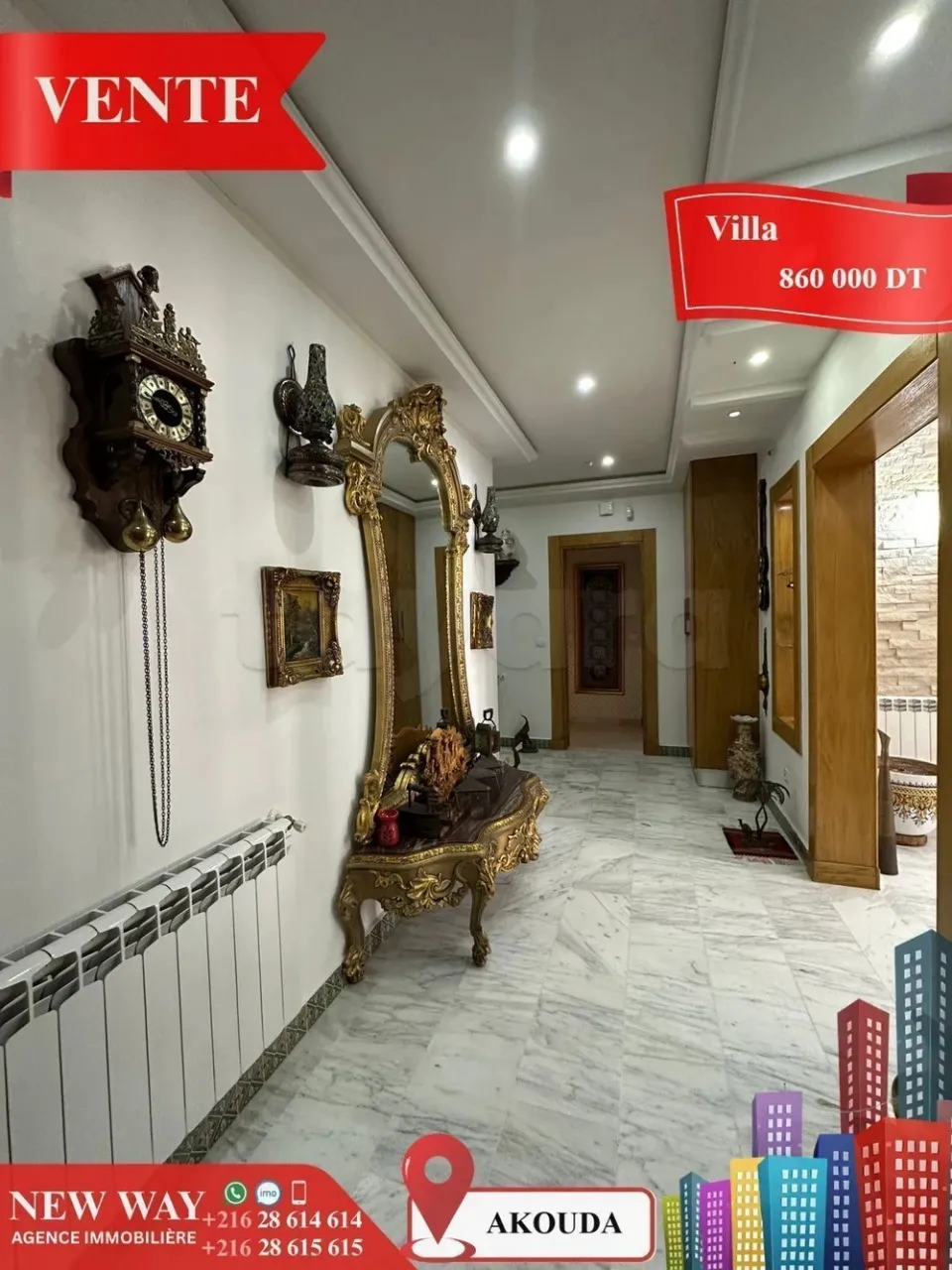 Villa de Plain Pied à Akouda dans un Quartier Résidentiel