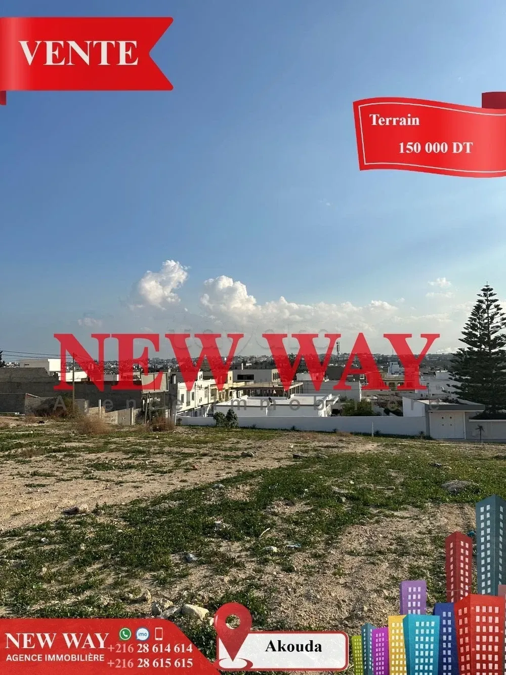 Terrain à Akouda dans lotissement viabilisé