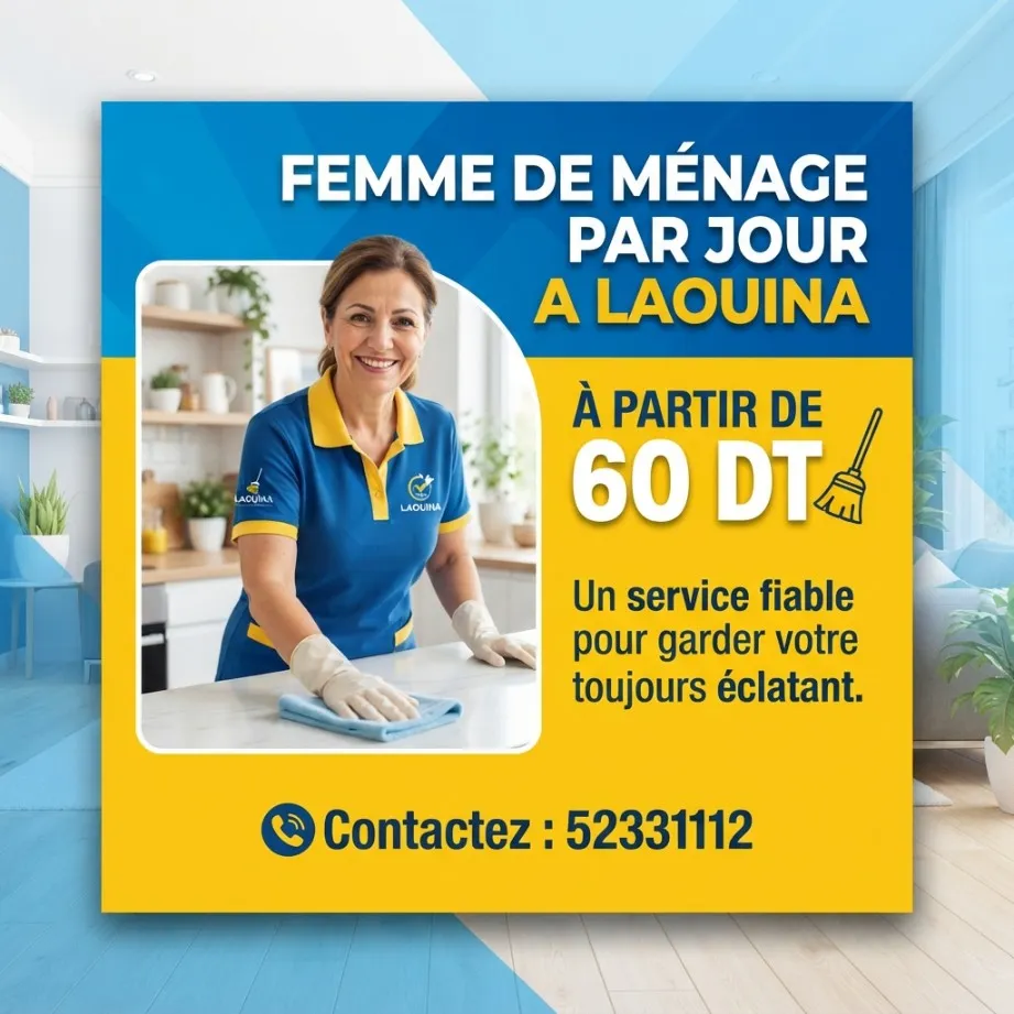FEMME DE MENAGE PAR JOUR A JARDINS LAOUINA
