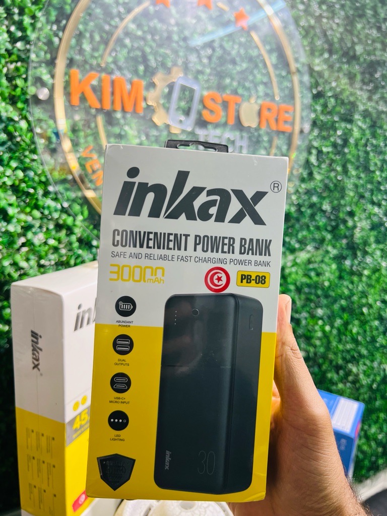 inkax Power Bank 30000 mAh Charge Rapide 2 Ports USB Prix Tunis 