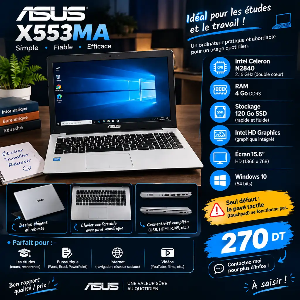 Asus X553MA, ordinateur portable blanc