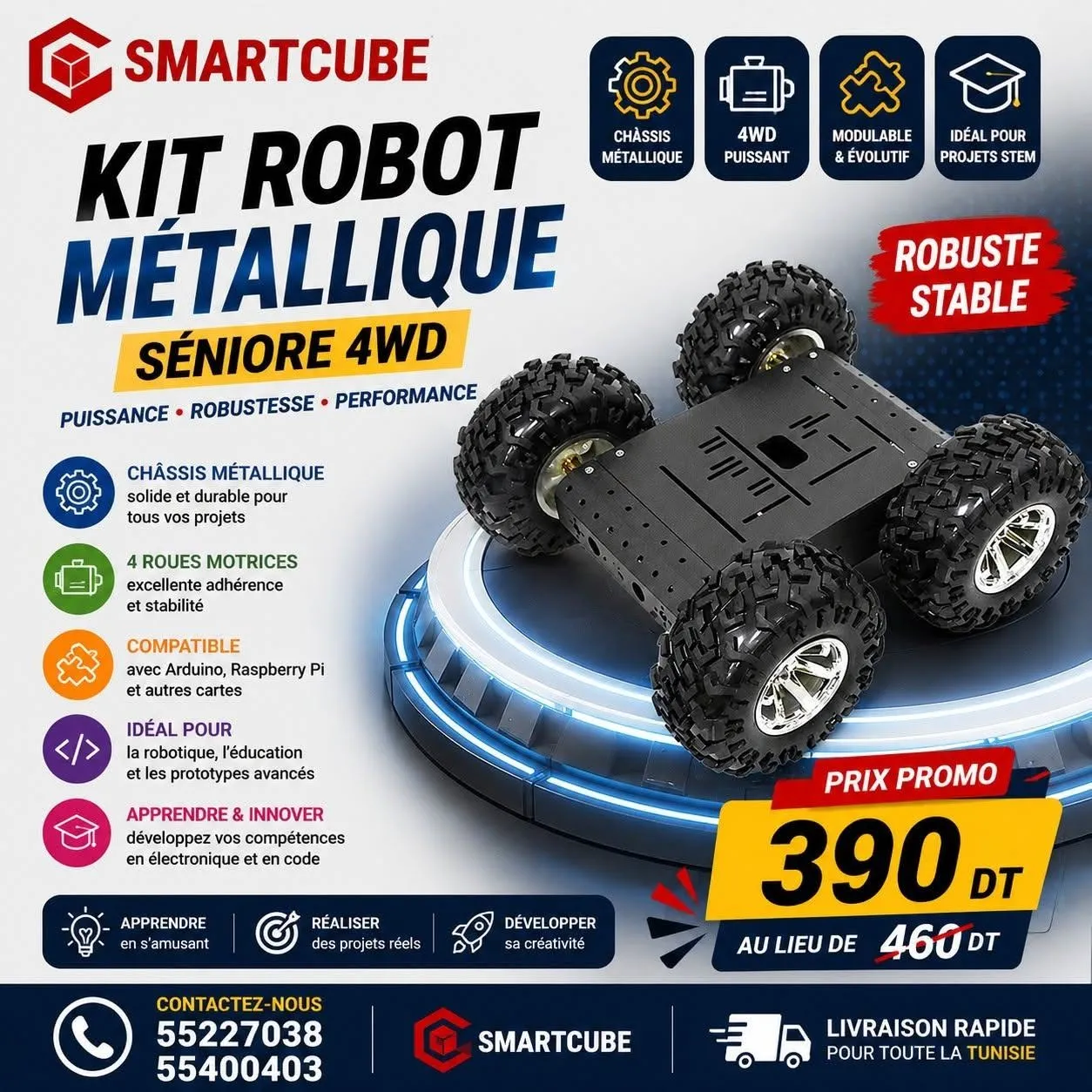 Kit Robot Métallique Séniore 4WD 
