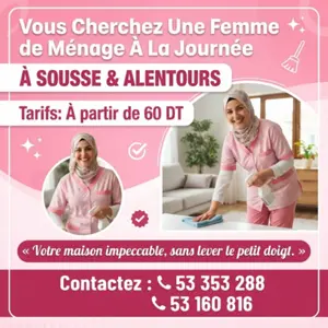 femme de menage par jour a msaken