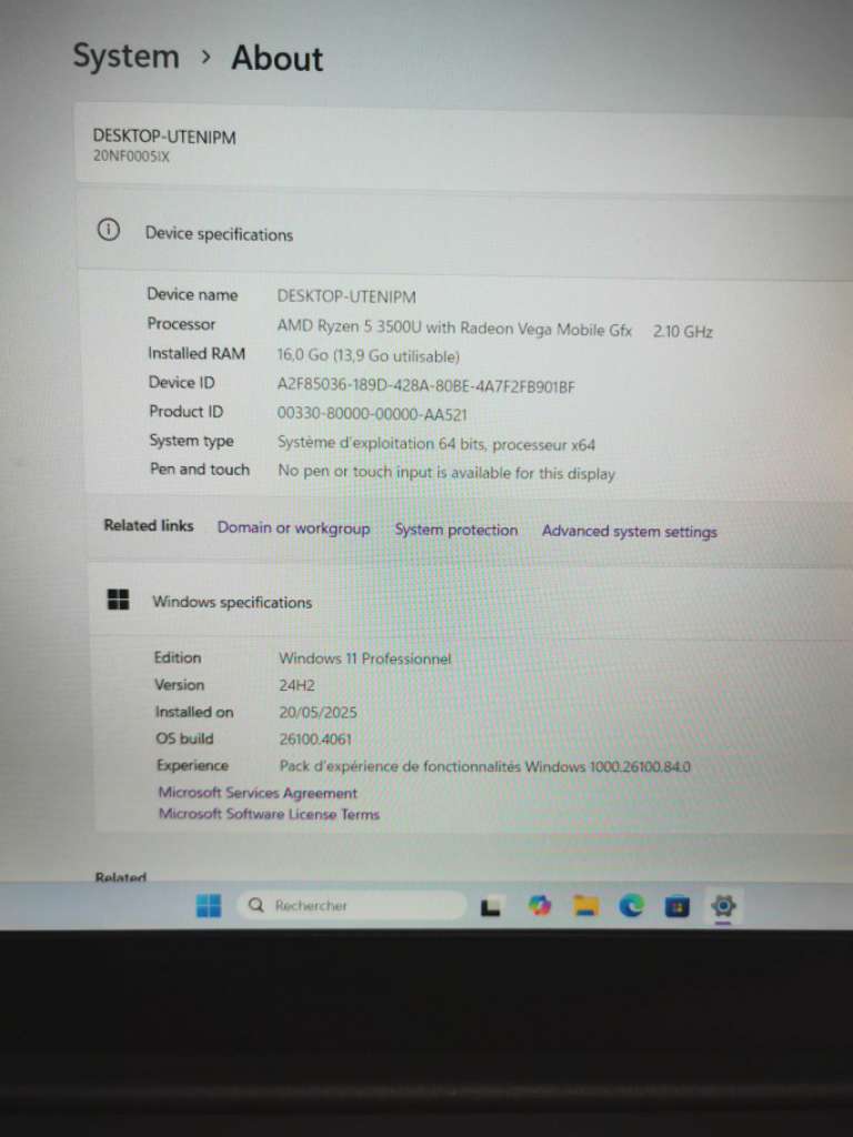Pc ThinkPad / 16 Ram _512 SSD ⚡AMD Radeon Ryzen 5 🔝 Gamme Pro 