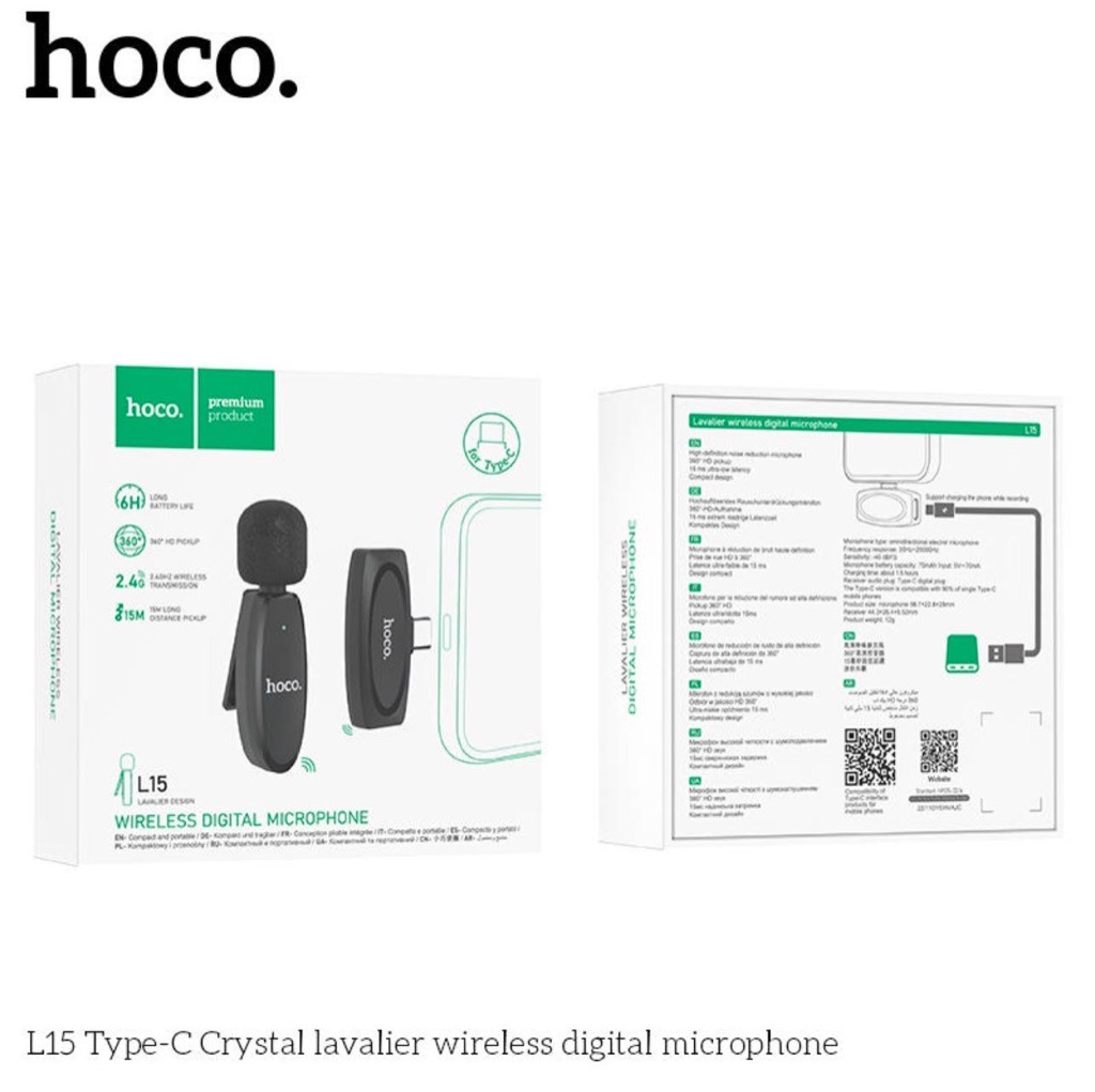 Hoco Microphone Sans Fil HD ANC Port Type C pour Smartphone 