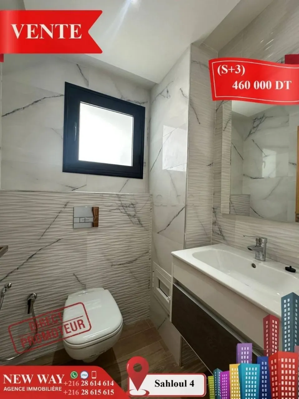 (S+3) Directe Promoteur à Sahloul 4 avec Place de Parking