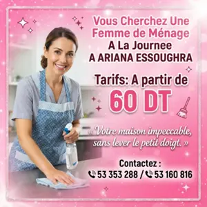 femme de menage par jour a ariana essoughra