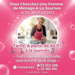 femme de menage par jour a mourouj
