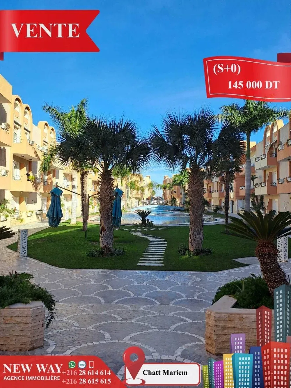(S +0) avec meubles à Chatt Mariem, Prés de la mer