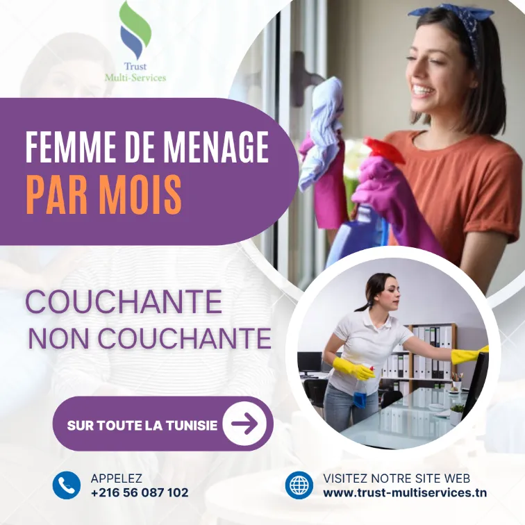 Femme de Ménage Fiable à Domicile – Par Mois