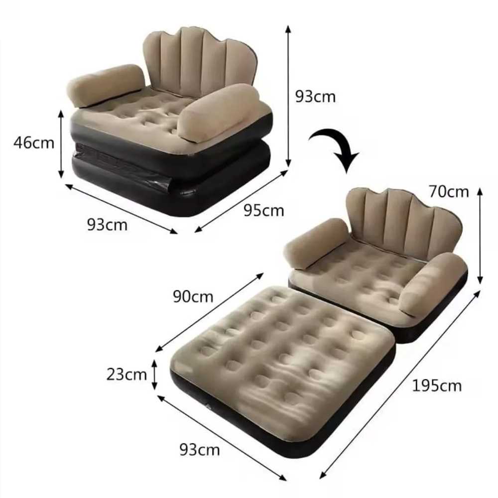 Canapé-lit gonflable double couche 5 en 1 avec accoudoirs 