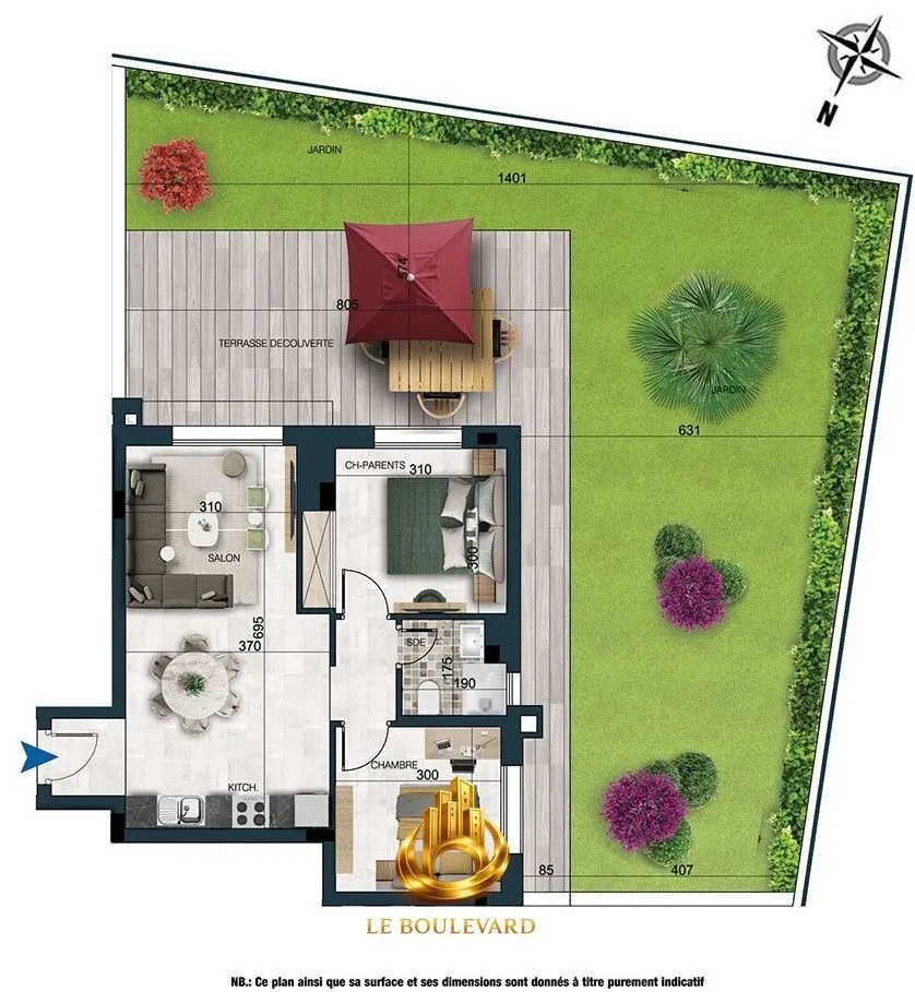 A Vendre Appartement S+2 Haut Standing Avec Jardin à Nouvelle Soukra, Tunis