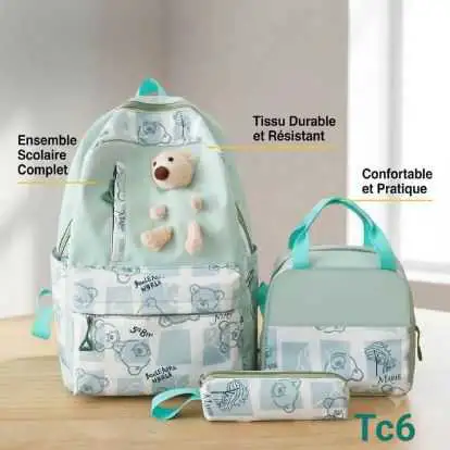 ensemble de 3 pièces se compose d'un sac à dos et d'un sac à lunch (isolé) ainsi que d'une trousse 
