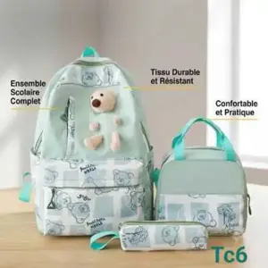 ensemble de 3 pièces se compose d'un sac à dos et d'un sac à lunch (isolé) ainsi que d'une trousse 