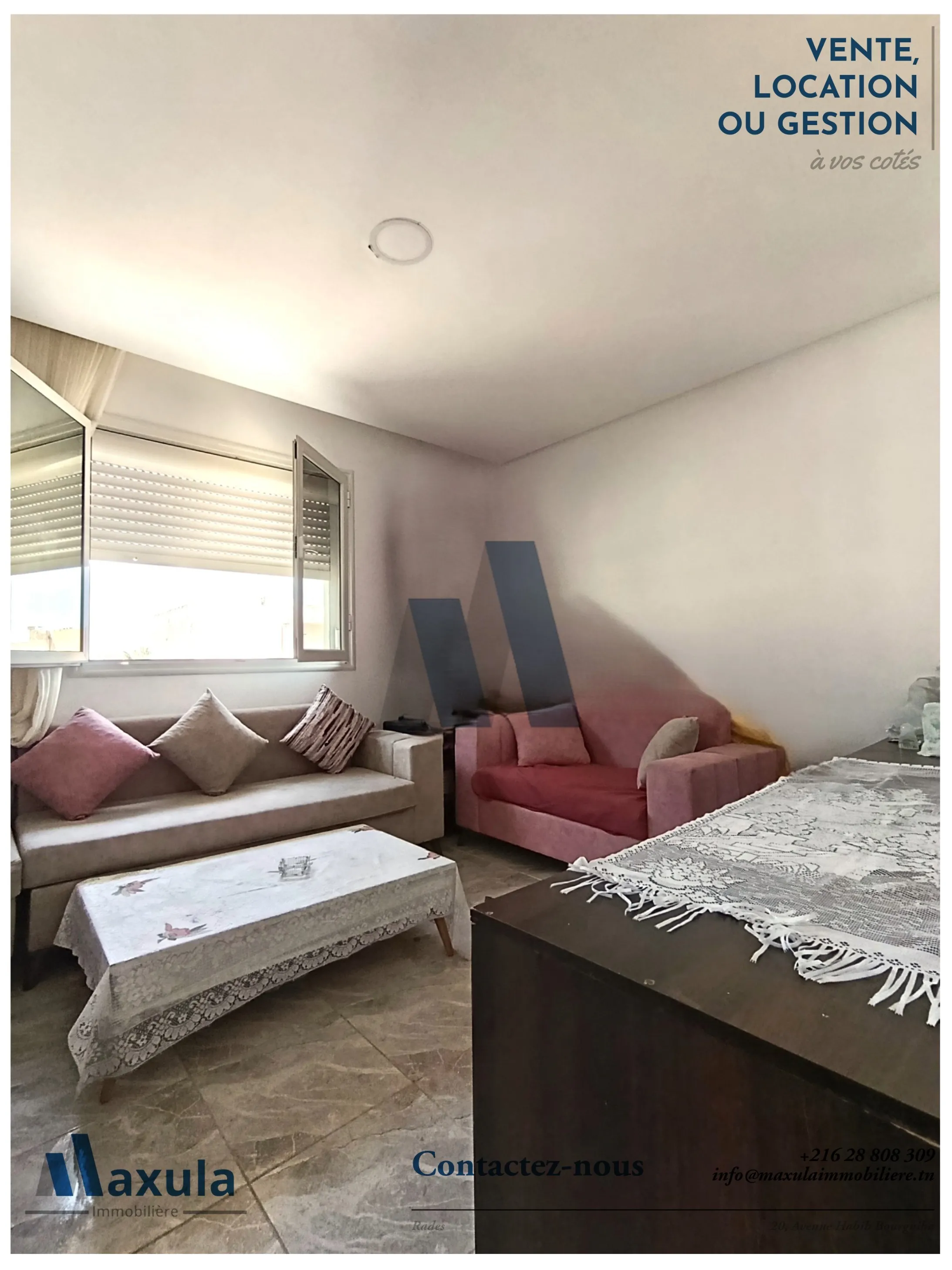 À VENDRE APPARTEMENT S+2 RÉNOVÉ À RADES SNIT (CHEMINOT)