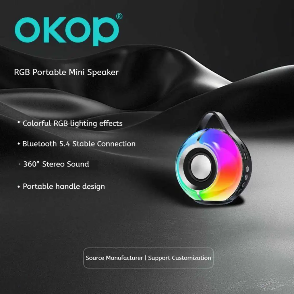 Enceinte Bluetooth rechargeable avec un éclairage LED multicolore.