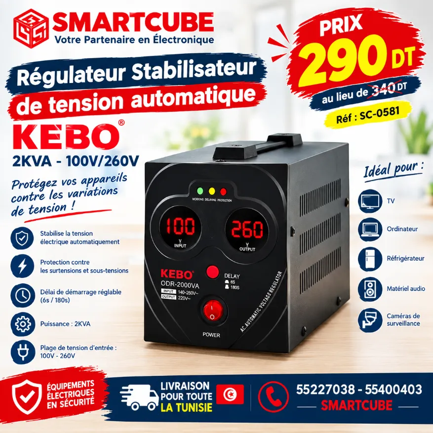 Régulateur Stabilisateur de Tension Automatique KEBO 2KVA