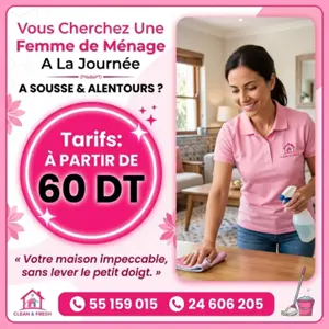 FEMME DE MENAGE PAR JOUR A SOUSSE
