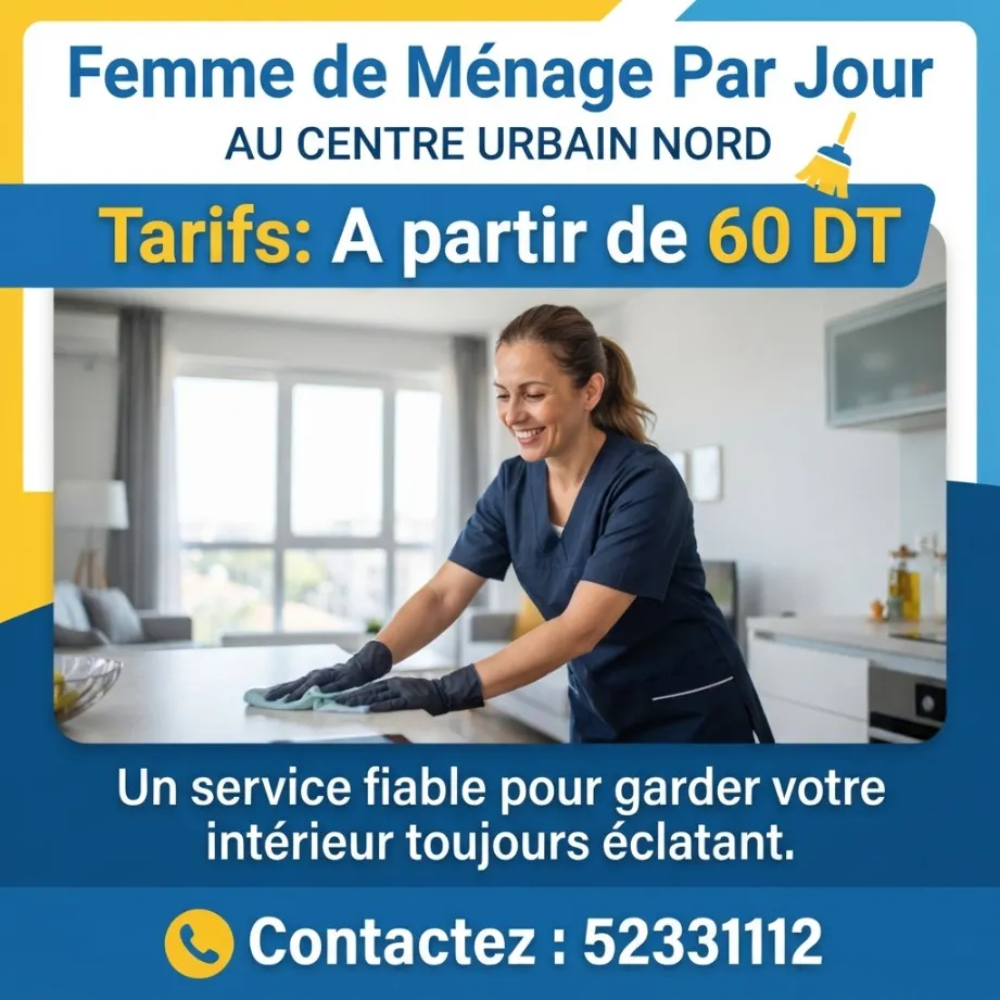 FEMME DE MENAGE PAR JOUR AU CENTRE URBAIN NORD