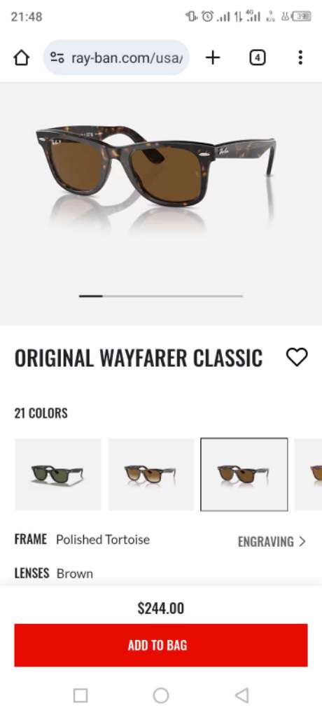 Lunette Ray Ban ORIGINAL WAYFARER CLASSIC