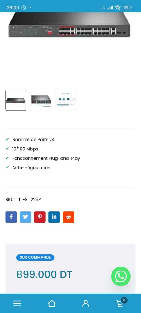 Switch TP-LINK TL-SL1226P 24 porte PoE 10/100 +2 portz gigabit+ 2 ports sfp